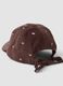 Cappello marrone in puro cotone a coste con cuori_1