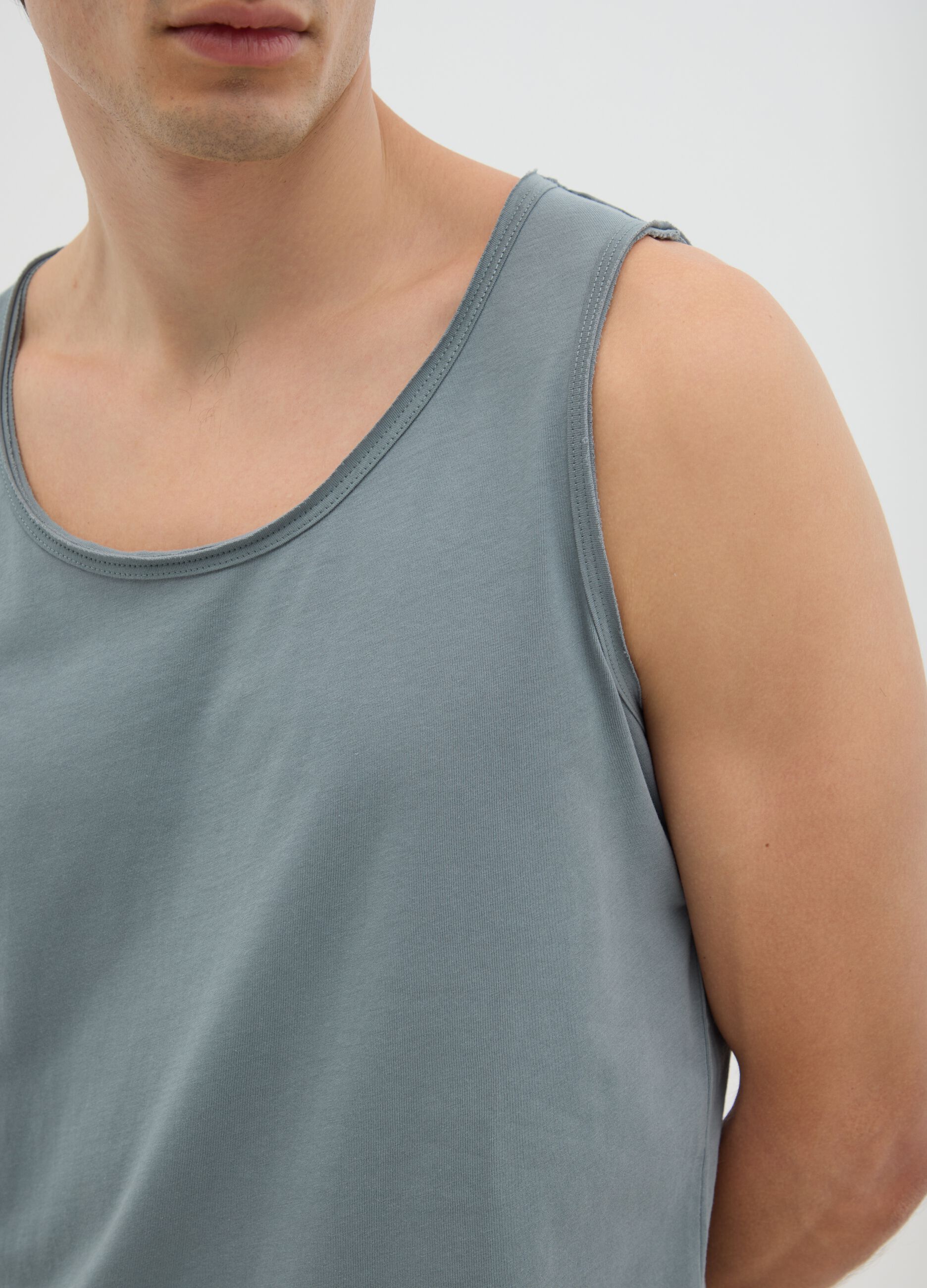 Canottiera da uomo in puro cotone verde regular fit