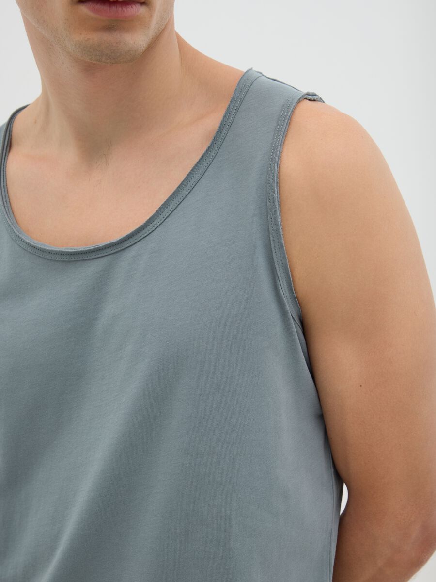 Men's green pure cotton vest regular fit_2