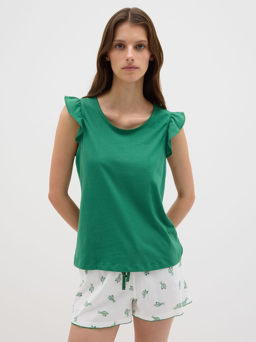 Set pigiama da donna in puro cotone verde regular fit_1
