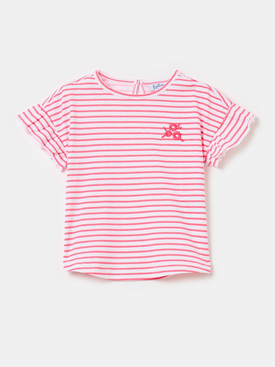 Cotton T-shirt with striped pattern_0