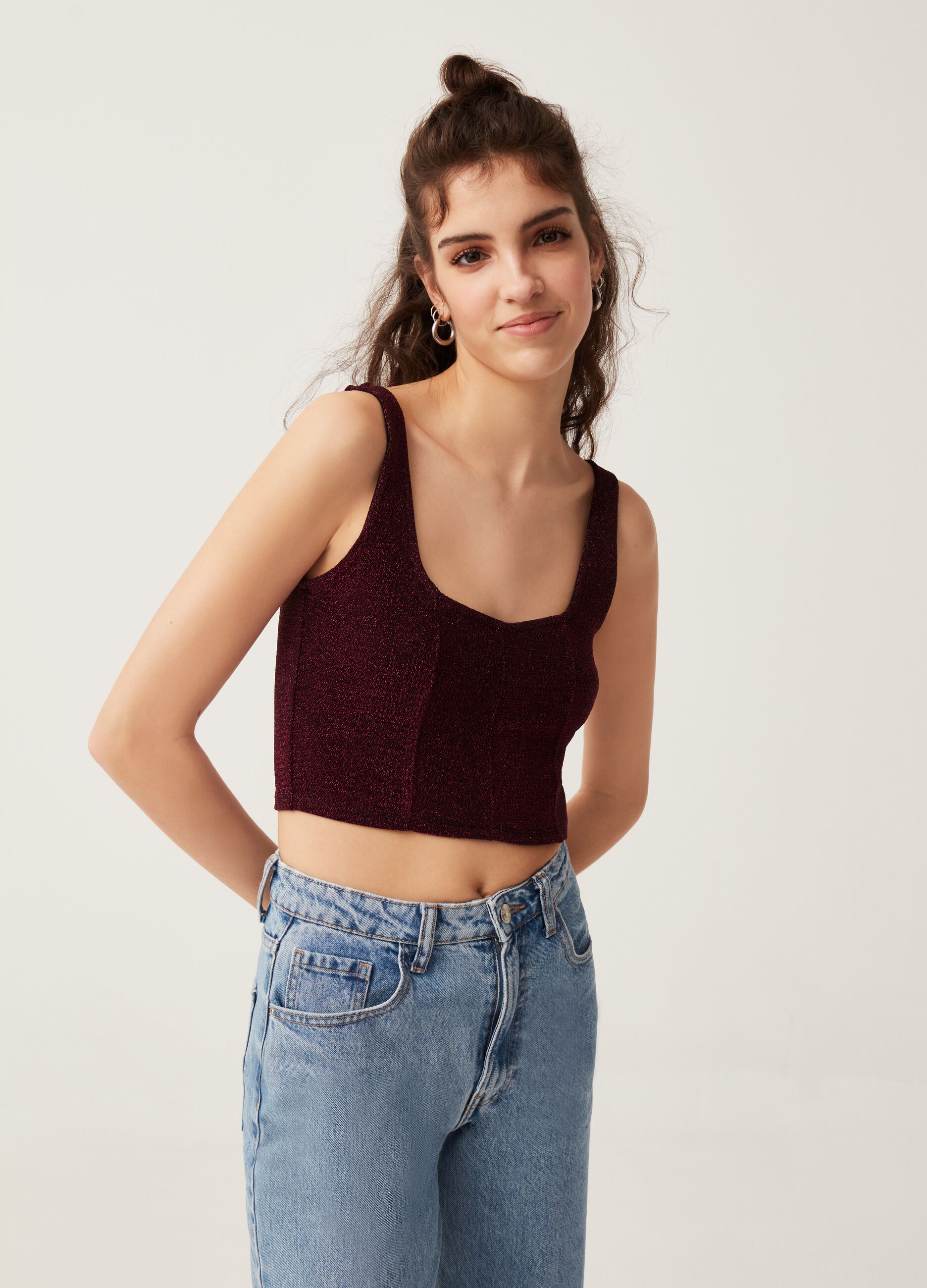 Tank top crop con lurex Baby Angel_0