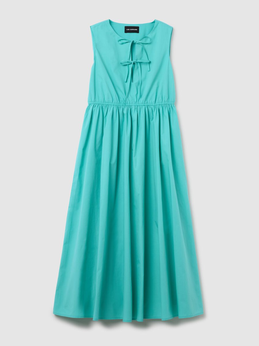 Women's long green pure cotton dress regular fit_4