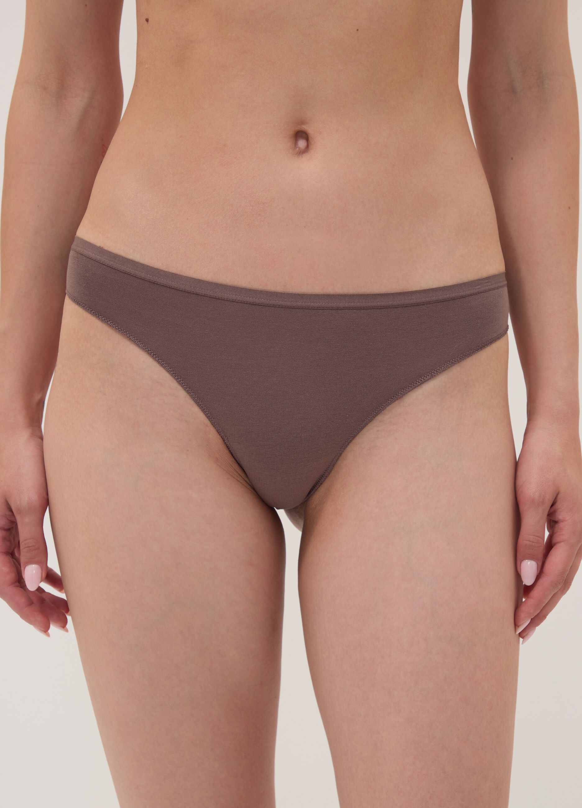 Multipack of five multicolour Brazilian briefs in stretch cotton