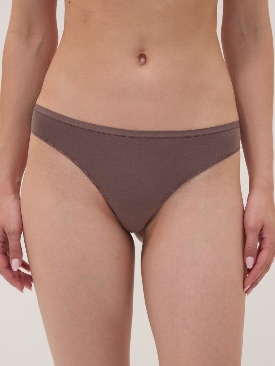 Multipack di cinque slip brasiliane multicolor in cotone elasticizzato_1