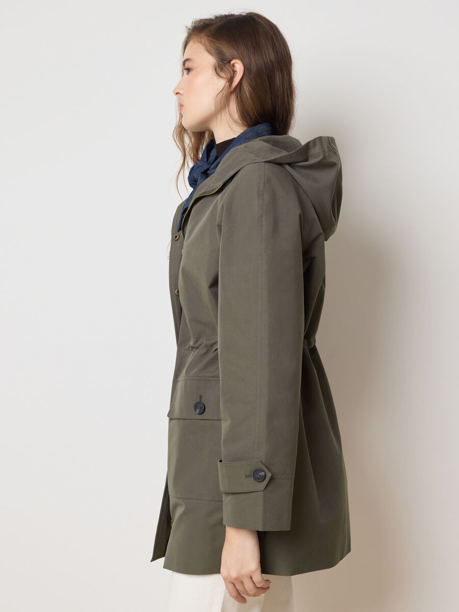 Parka in misto cotone verde regular fit con cappuccio e zip_3