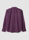 Purple pure cotton striped shirt with grandad collar, regular fit_6