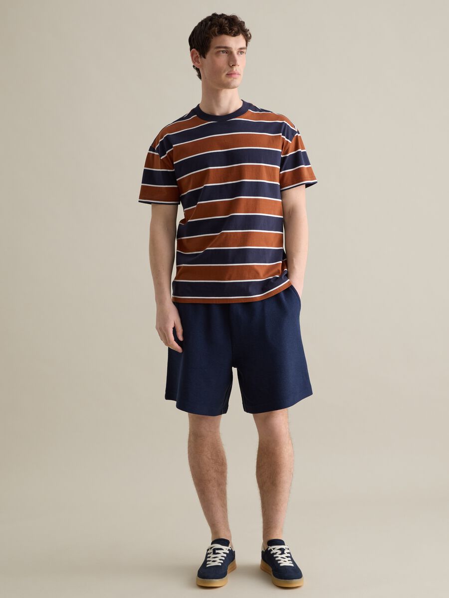 Blue Bermuda shorts in pure Piombo cotton_0