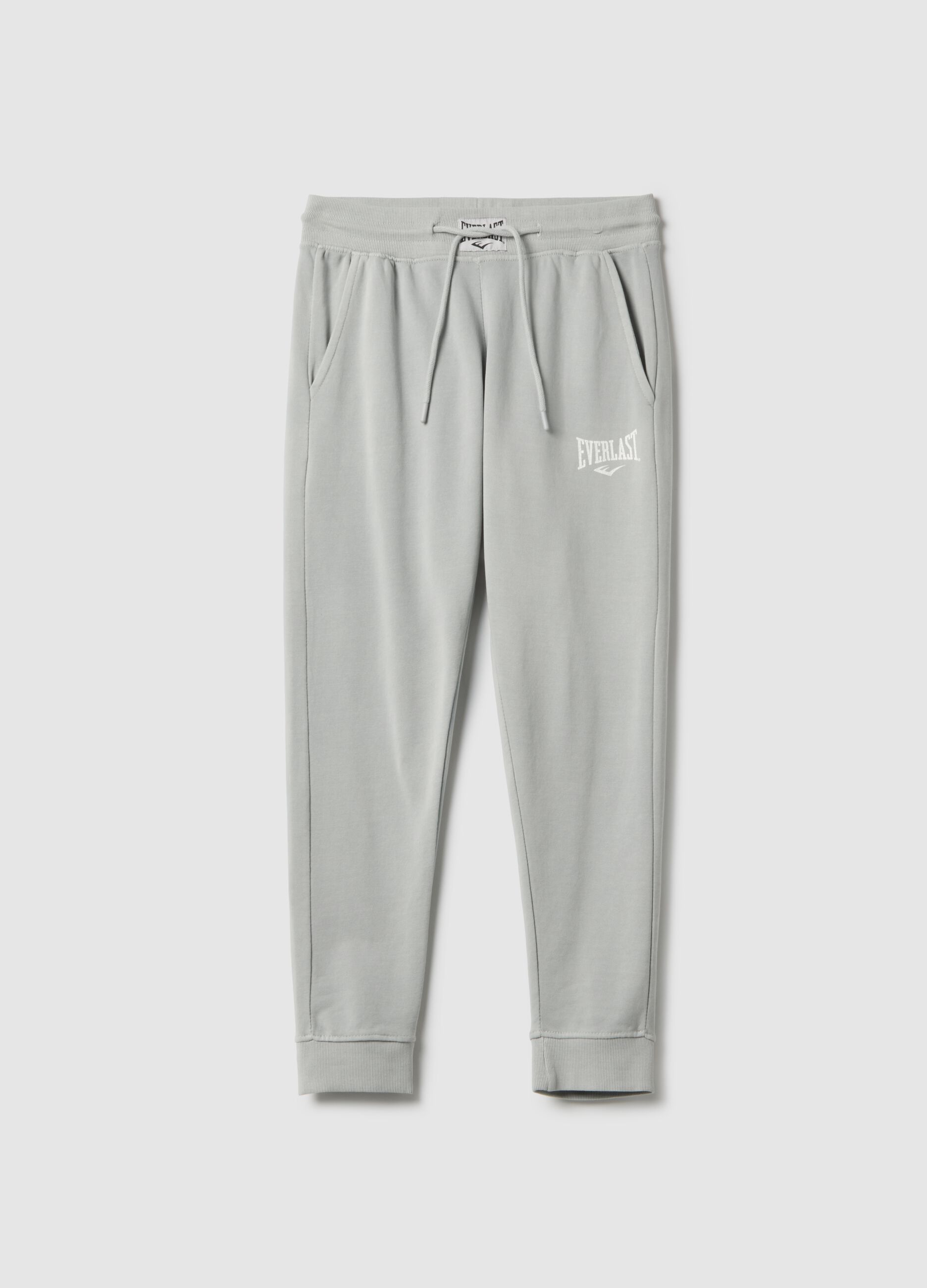 Grey cotton blend jogger trousers regular fit with Everlast logo