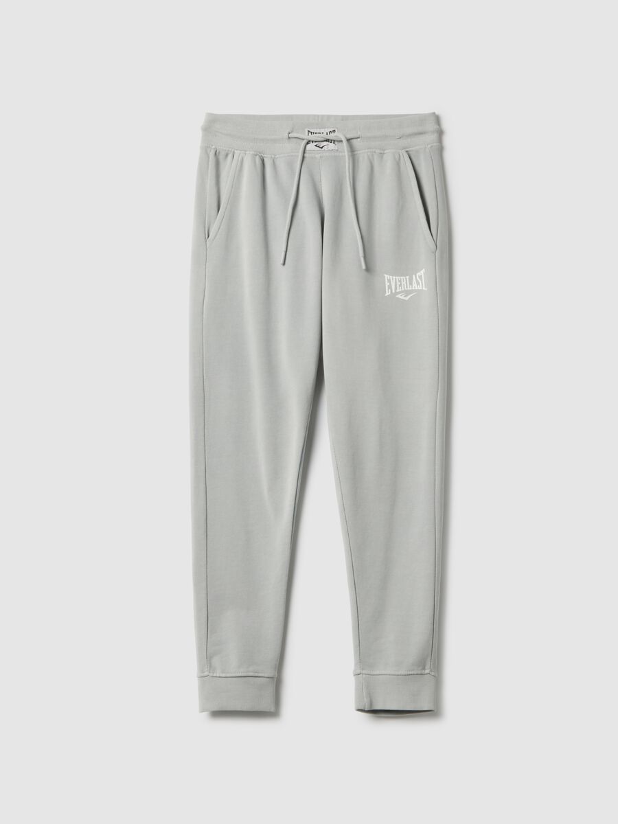 Pantaloni jogger in misto cotone grigi regular fit con logo Everlast_4