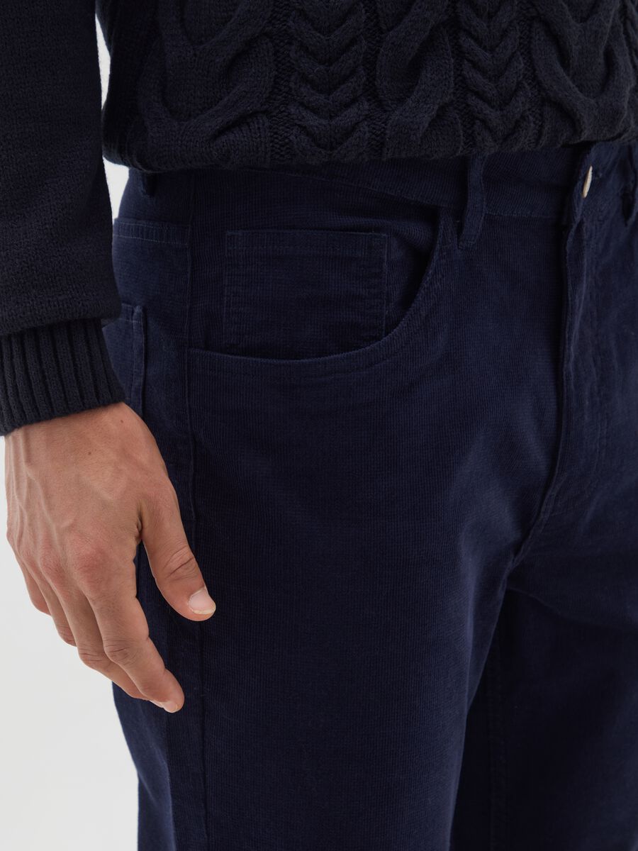 Slim fit blue stretch cotton trousers_3