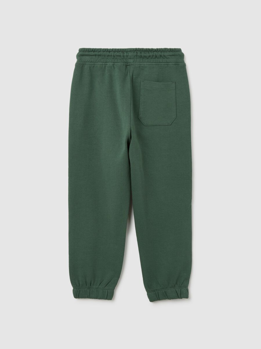 Green cotton trousers with dinosaur print_1