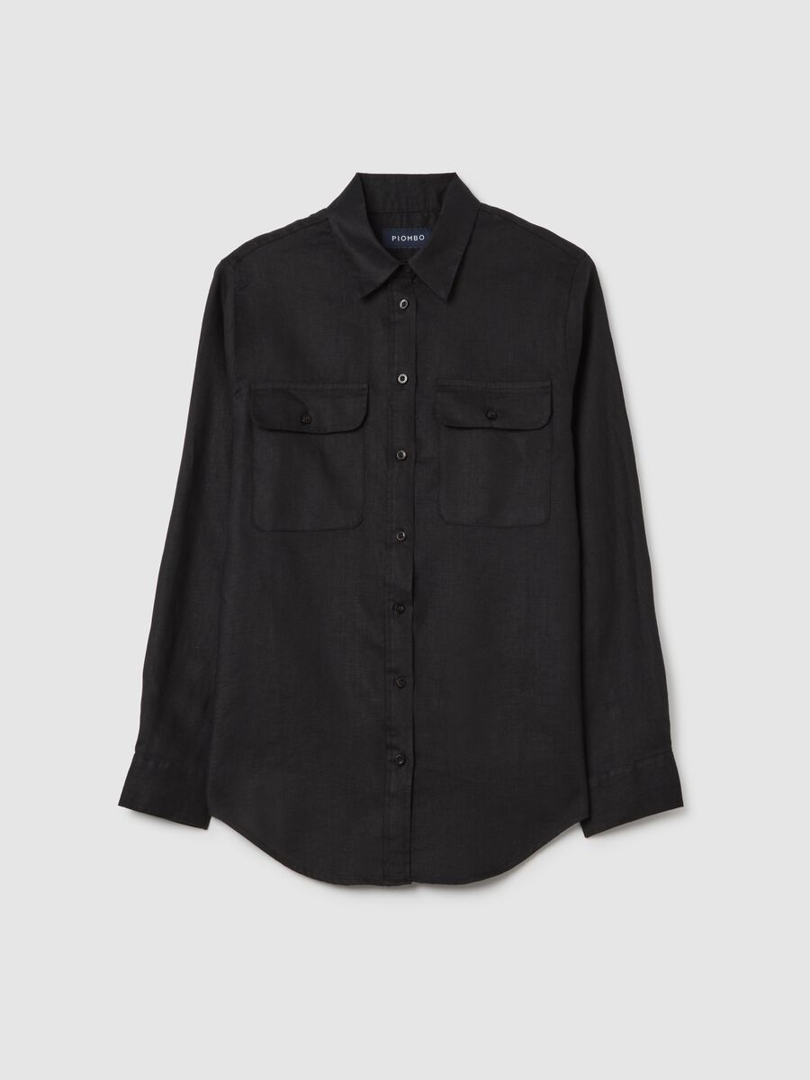 Long Sleeve Black Linen Shirt_4