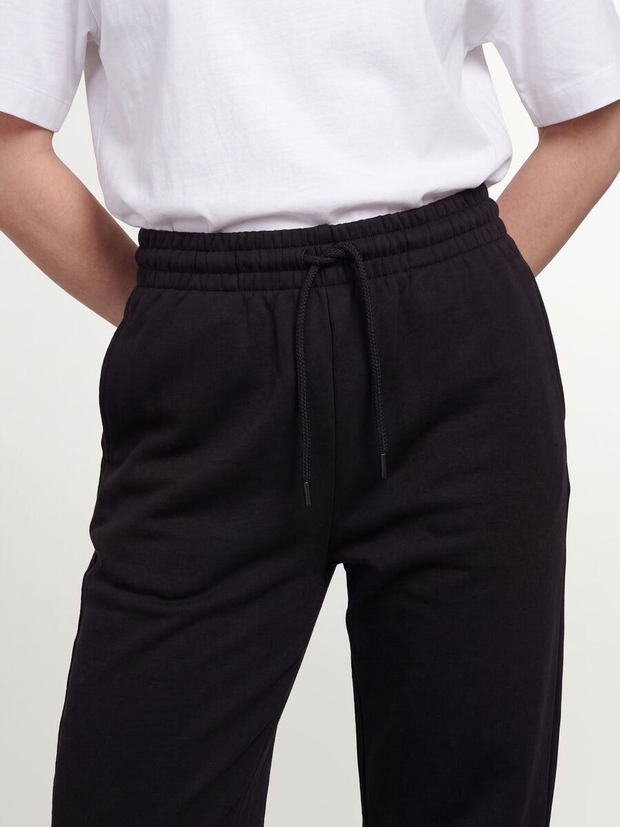 Pantaloni jogger neri in misto cotone con vita elasticizzata regular fit_2