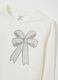 Girls' white stretch cotton regular fit top with bow_2