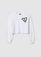 Girls' regular fit pure cotton white sweatshirt with heart_3