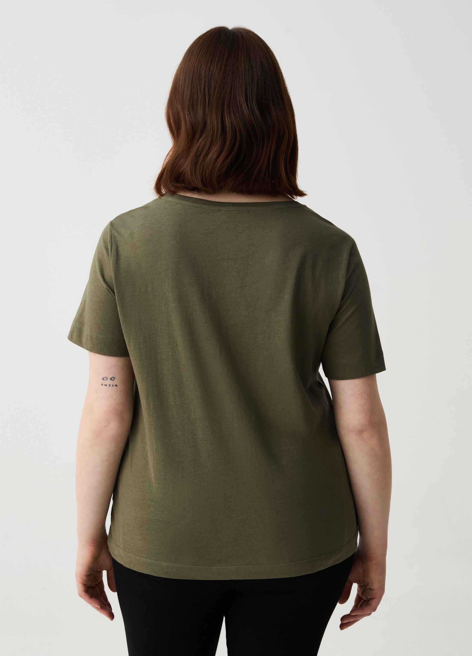 T-shirt in cotone bio con stampa Curvy