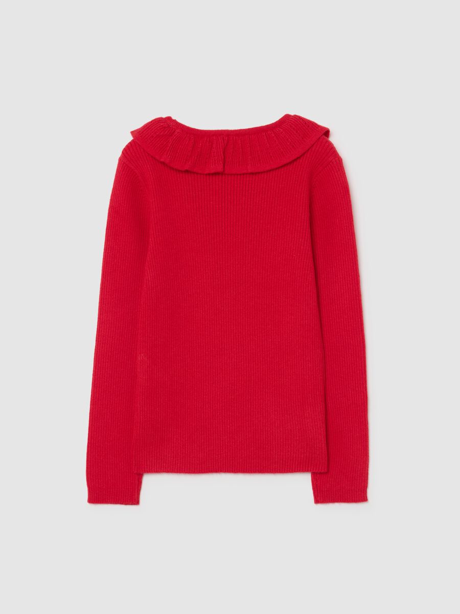Maglione con colletto rosso da bambina regular fit_1