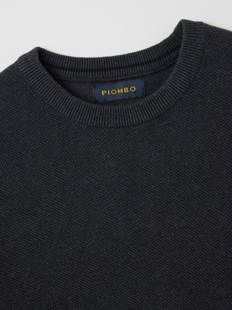 Maglione grigio in cotone a girocollo_5