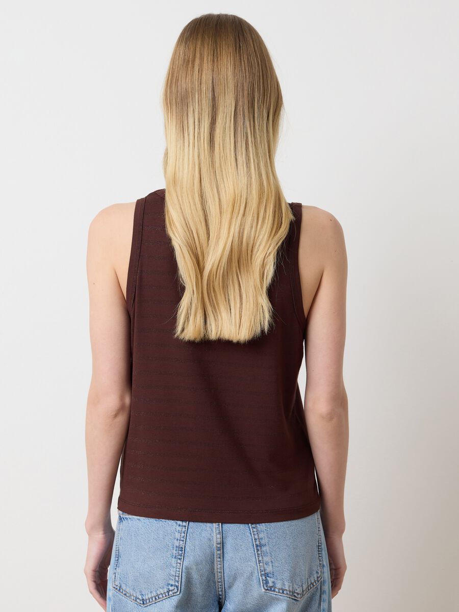 Women's Brown Viscose-Blend Tank Top, Regular Fit_2