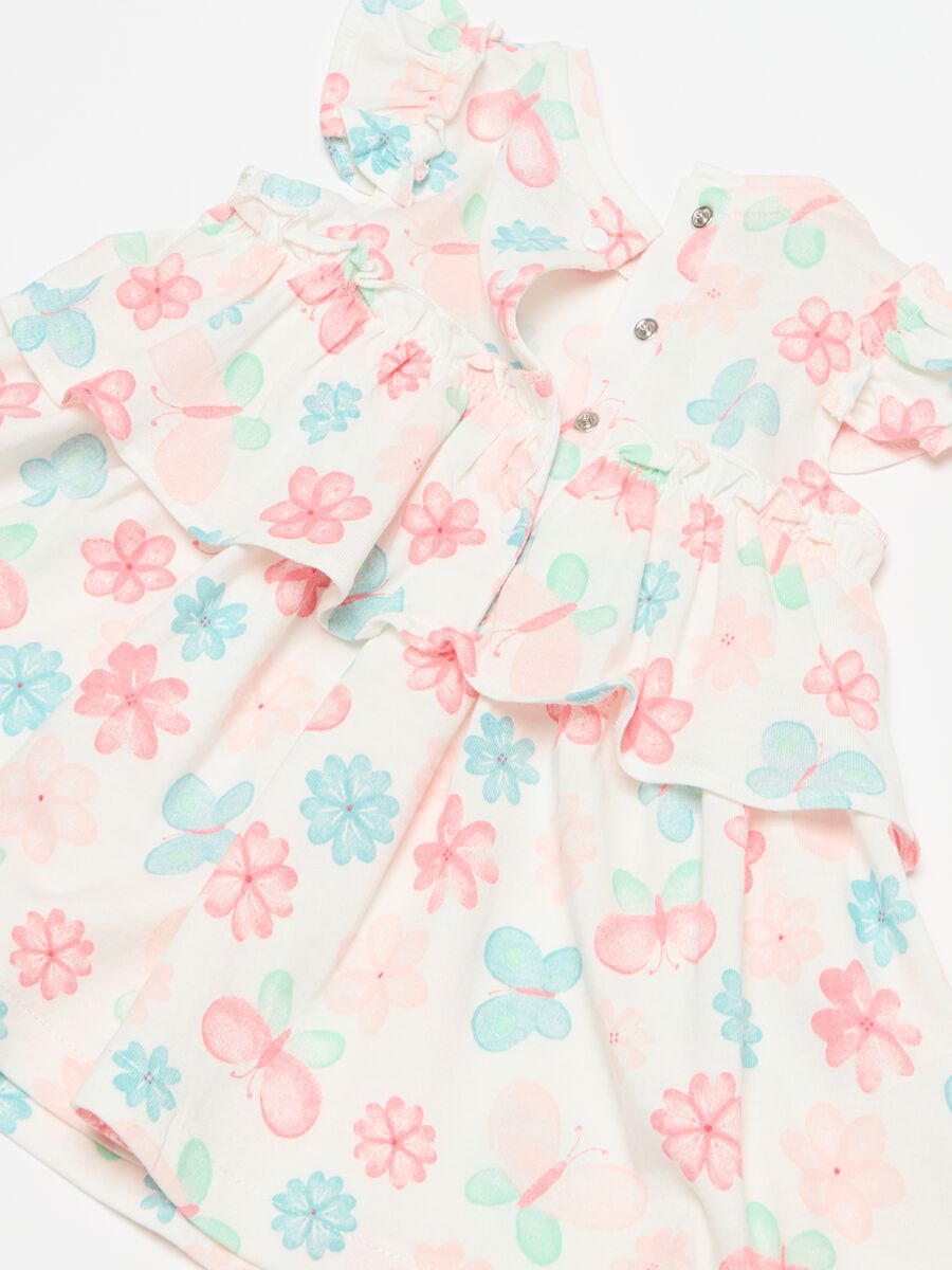 Floral dress in organic cotton with flounce_2