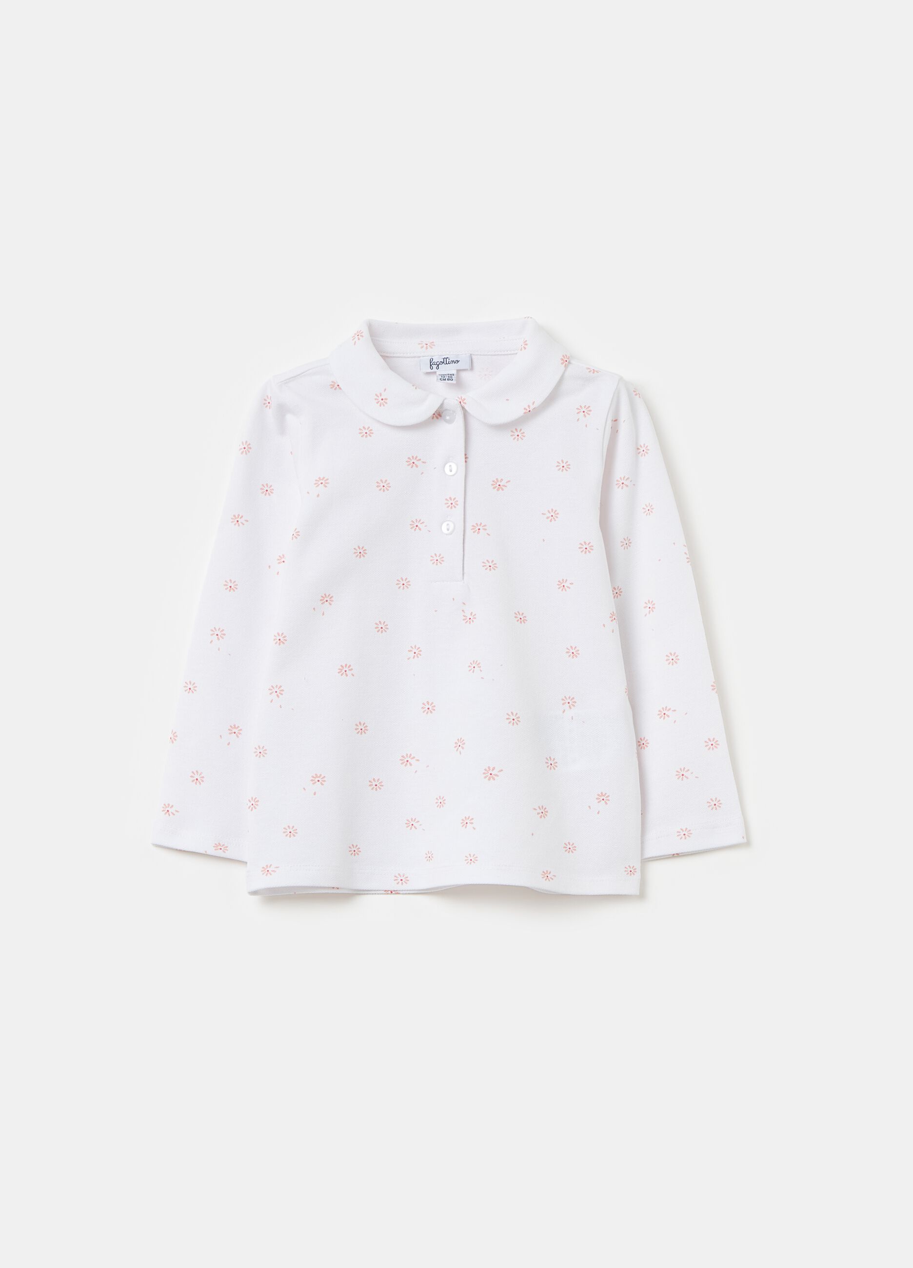 Long-sleeved polo shirt with print