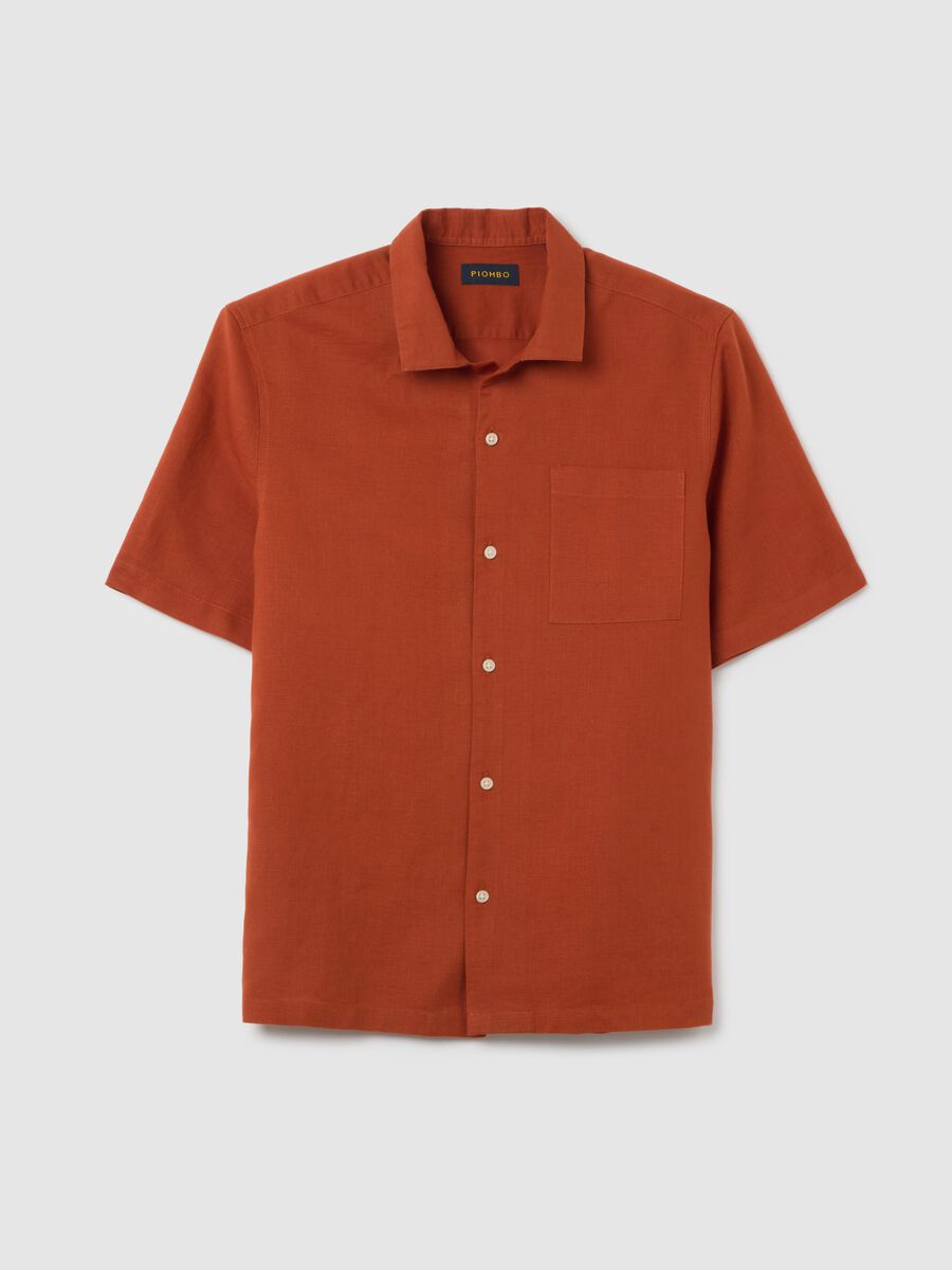 Orange Casual Shirt in Linen and Cotton Blend_4