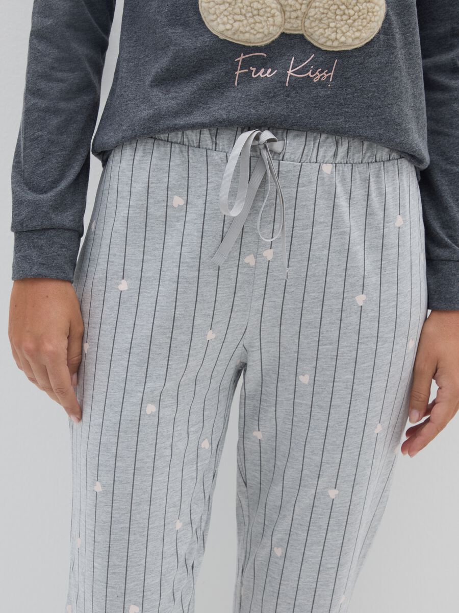 Pigiama a righe grigio regular fit con stampa_3