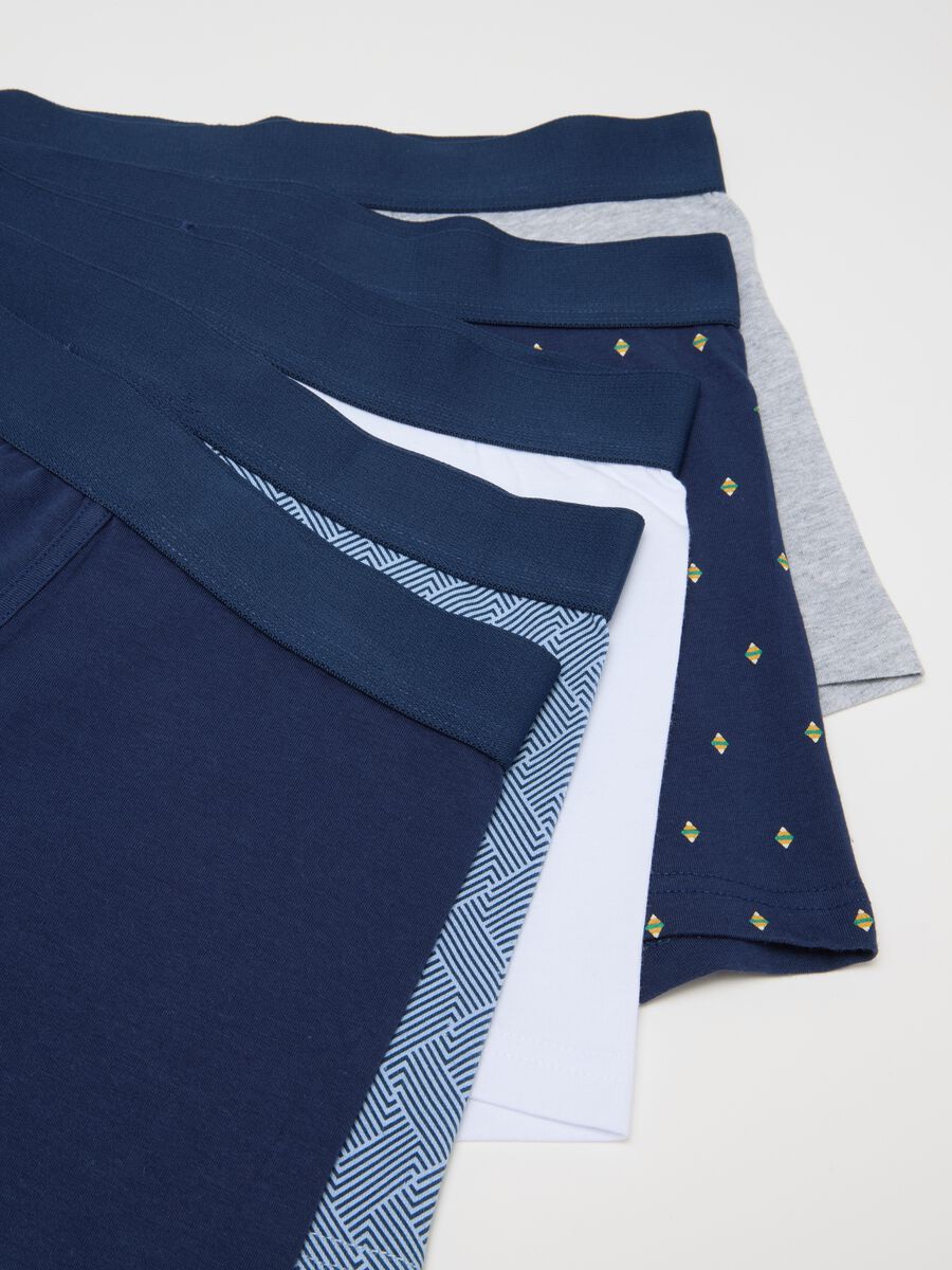 Multipack di cinque boxer in cotone elasticizzato multicolor_1
