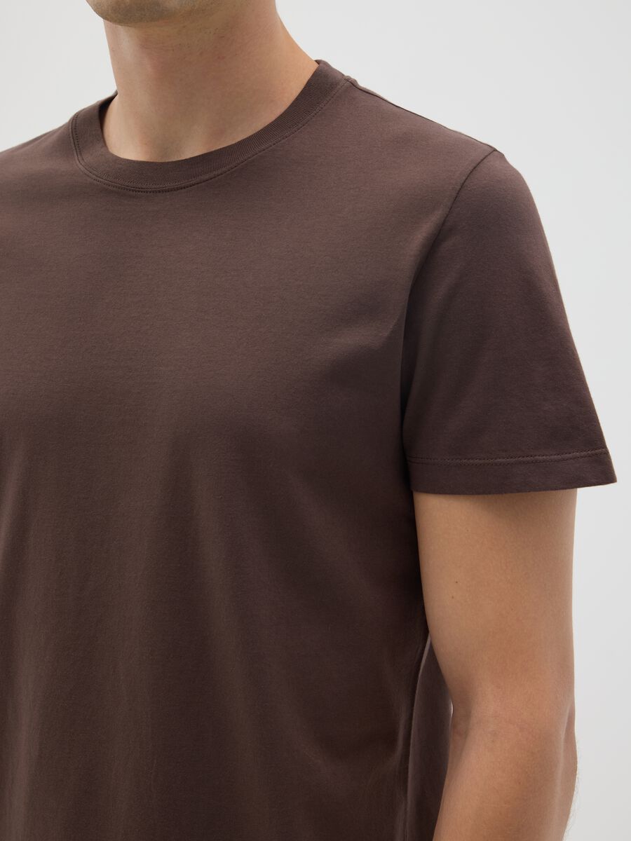 Brown pure cotton regular fit T-shirt_3