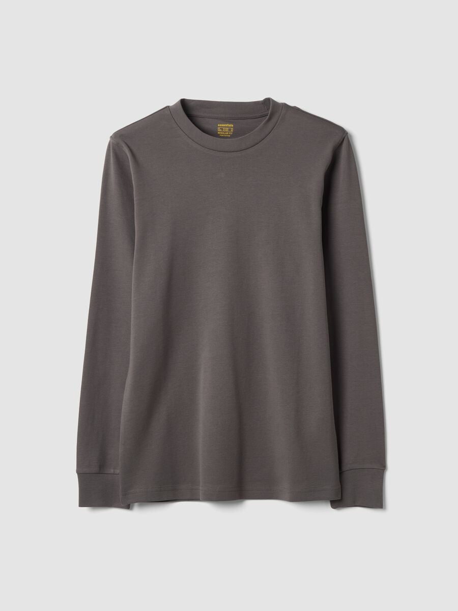 T-shirt grigia in puro cotone girocollo_0