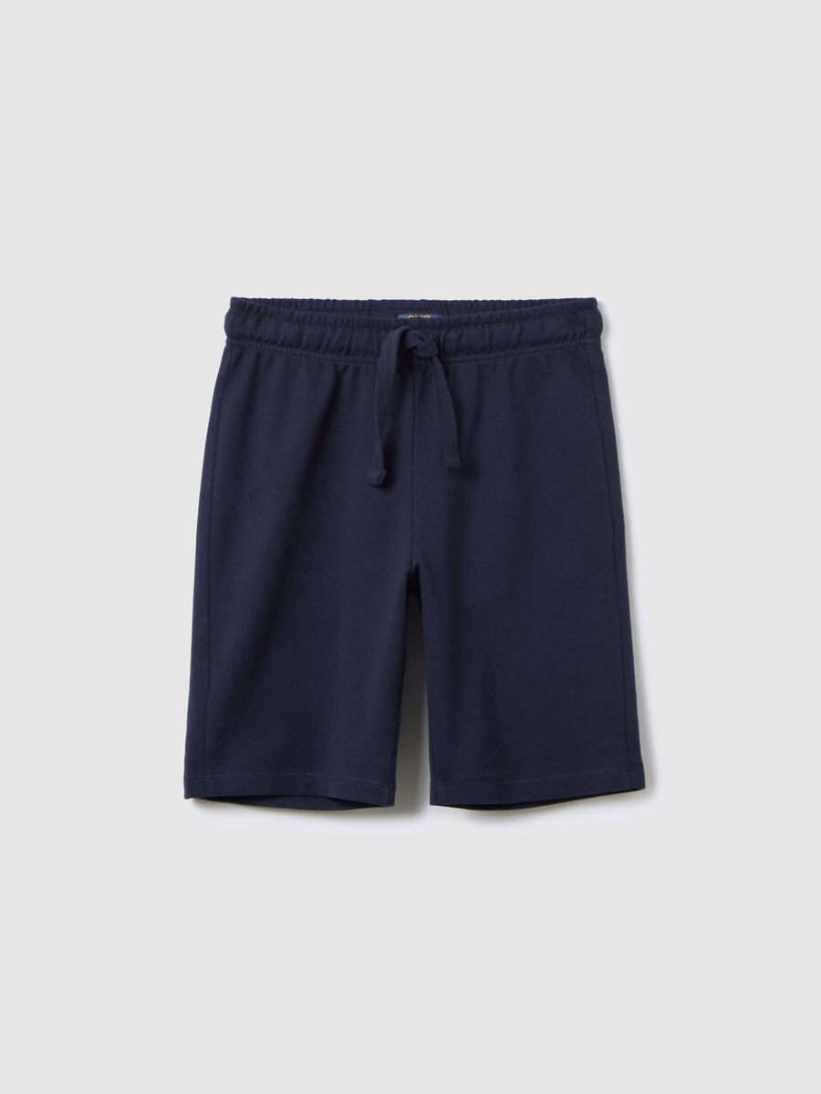 Shorts da ragazzo in puro cotone blu regular fit_3