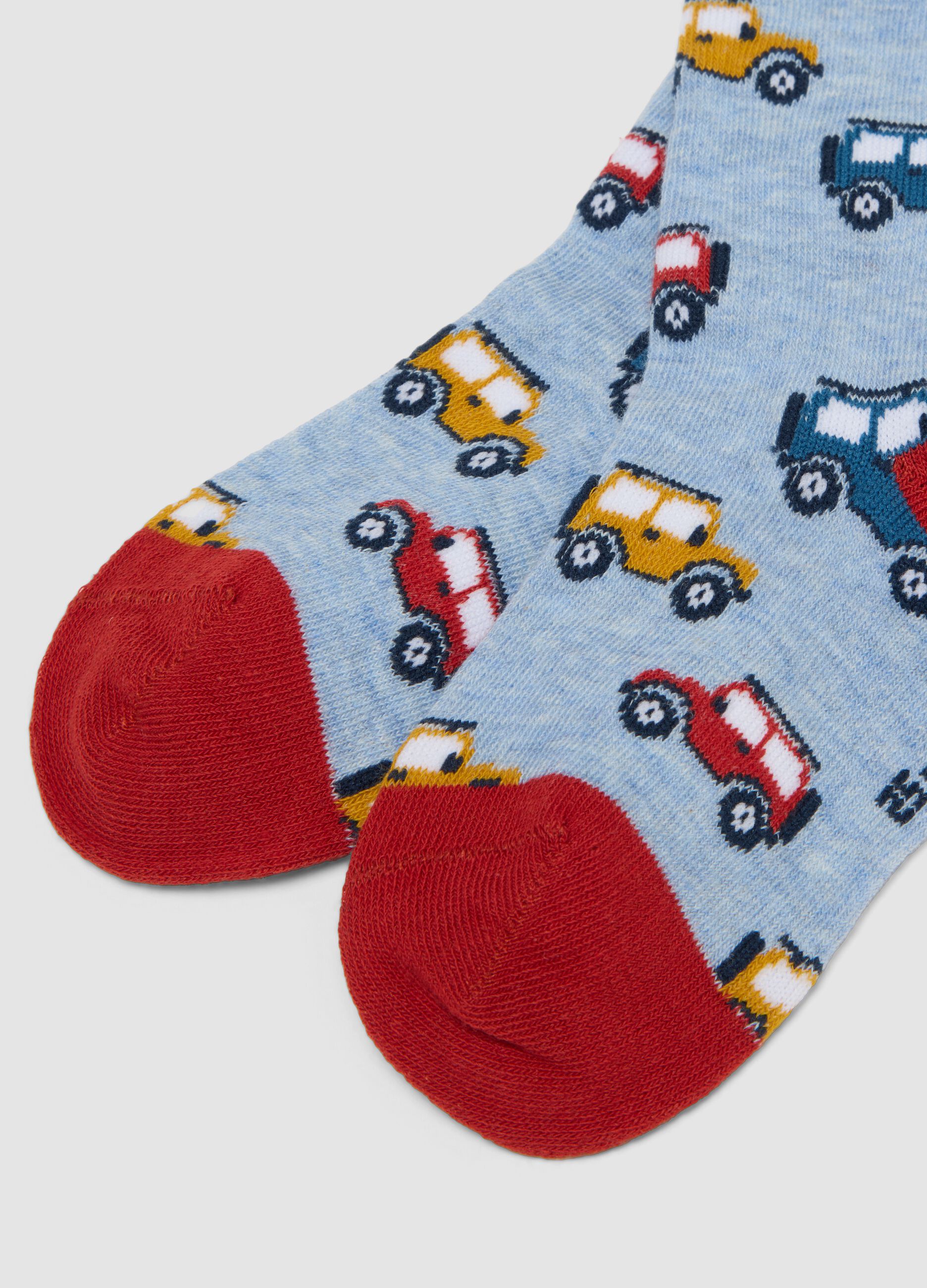 2-pack of blue and red organic stretch cotton knee-high socks