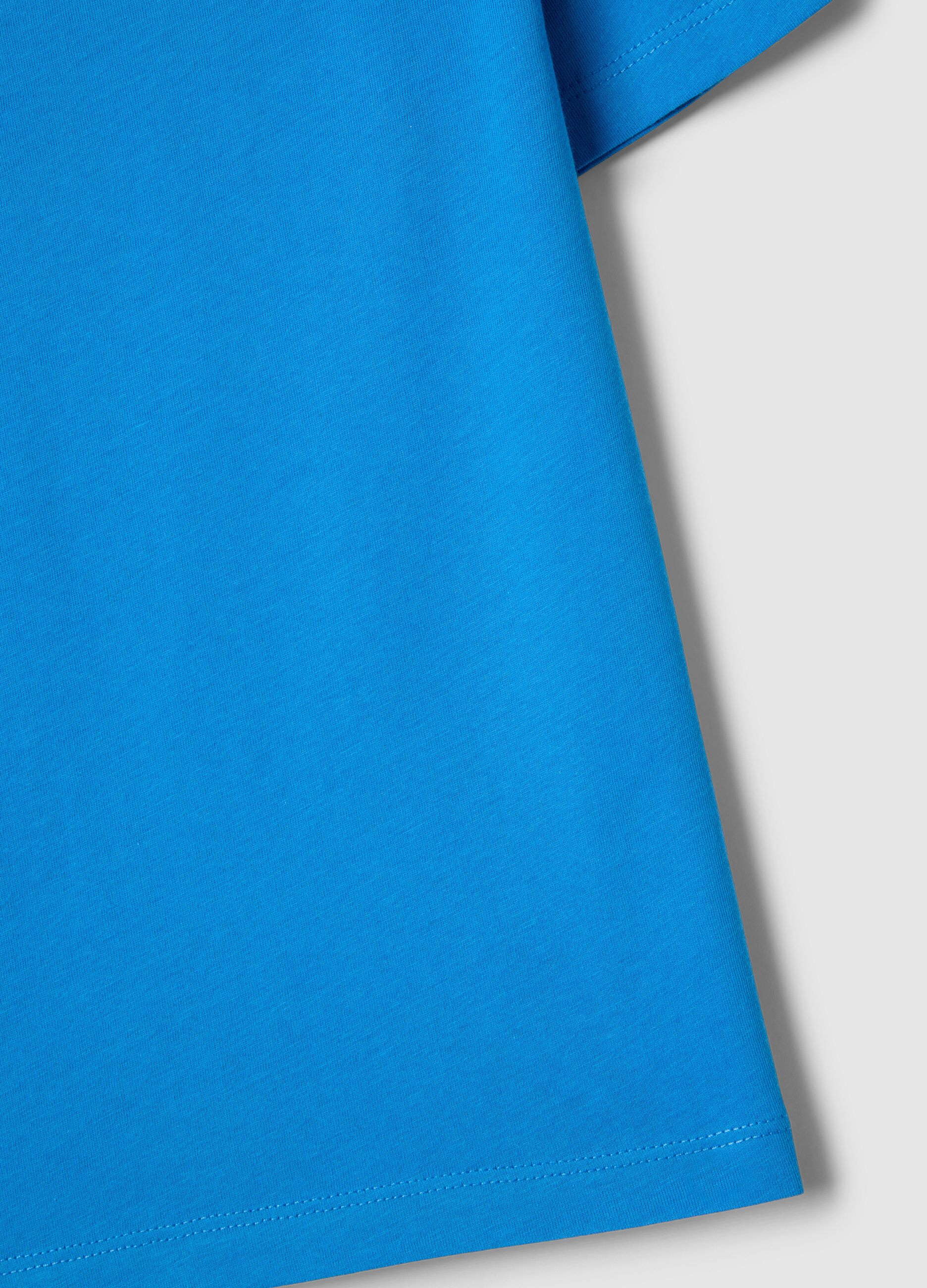Sky blue pure cotton kids&rsquo; T-shirt, regular fit
