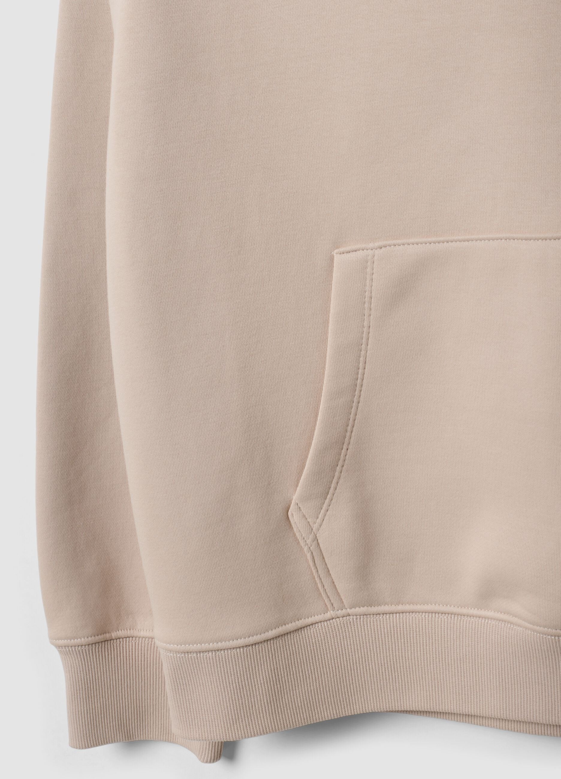 White cotton-blend hoodie sweatshirt, regular fit