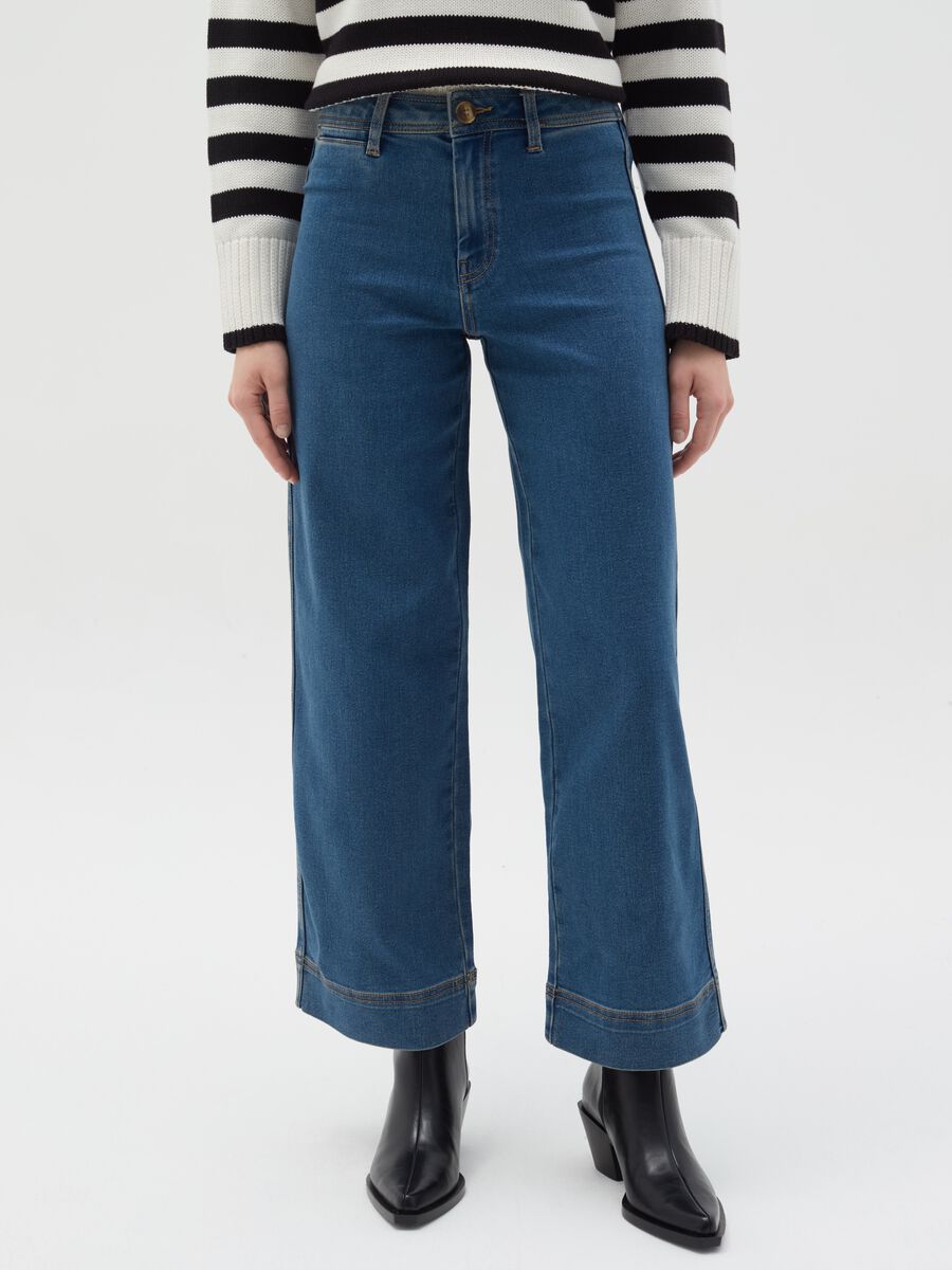 Flare-fit high-rise culotte jeans_1