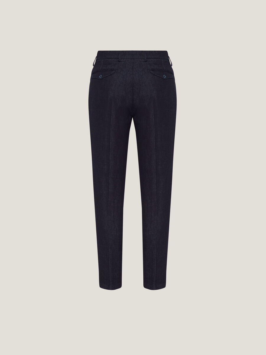 Pantaloni chino in denim con pinces_4