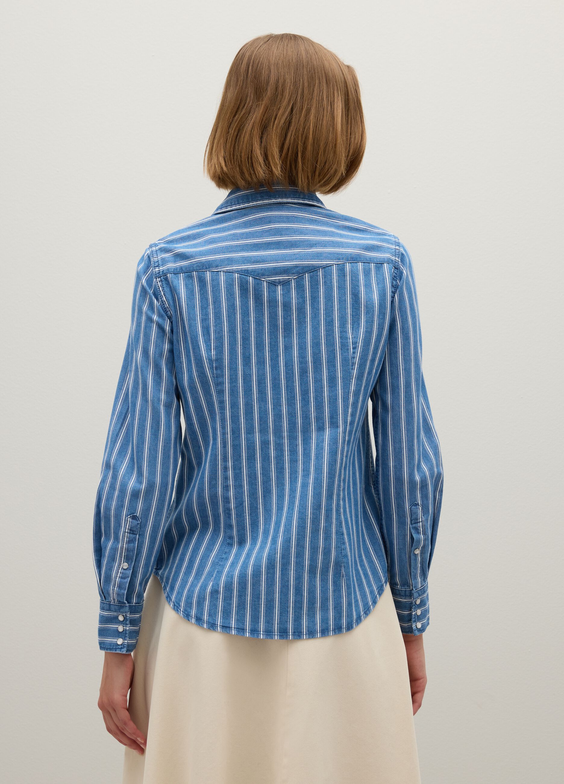 Striped Pure Cotton Denim Shirt