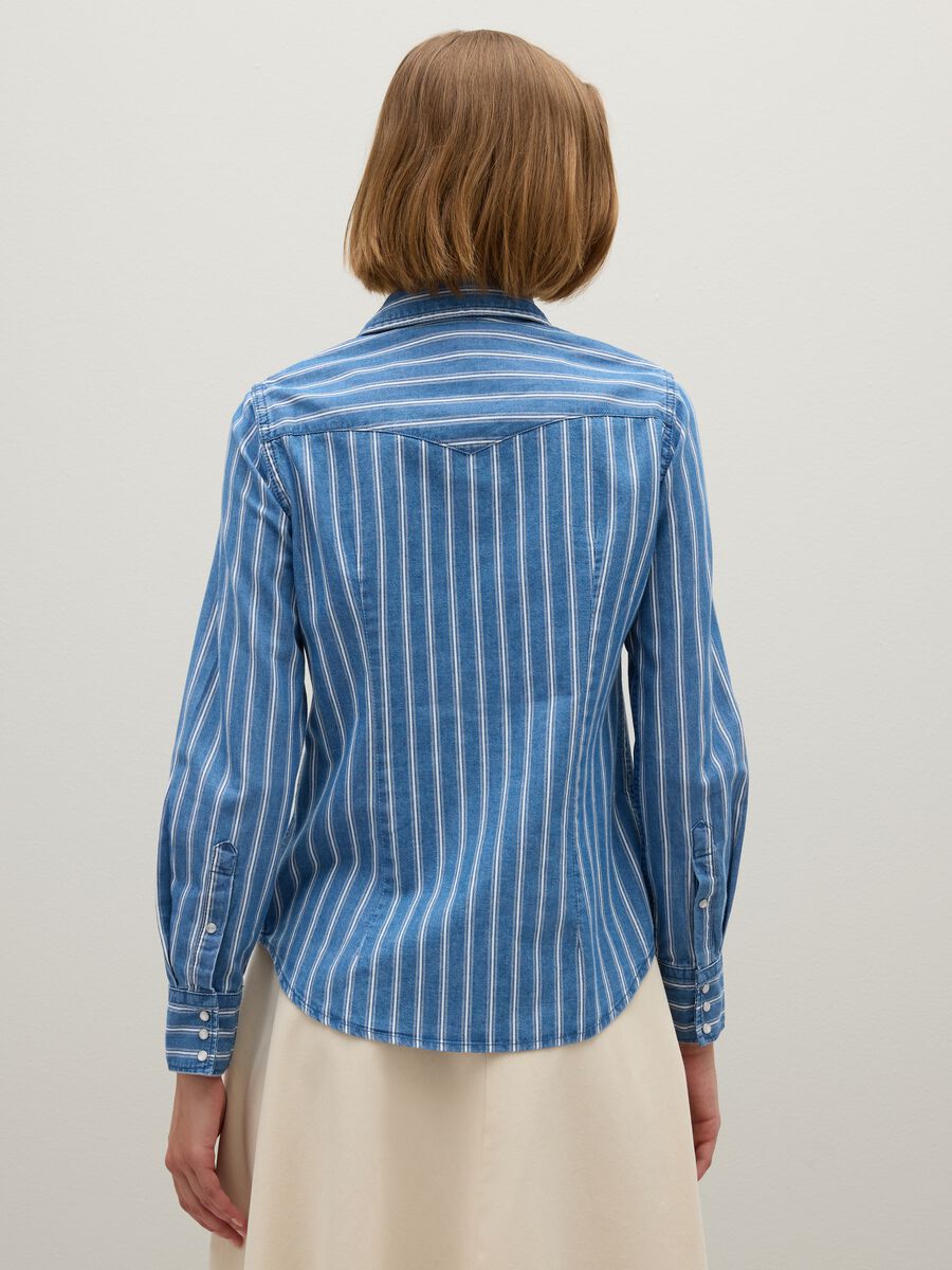 Striped Pure Cotton Denim Shirt_2