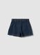 Blue denim skort in pure cotton with pleats for girls_1