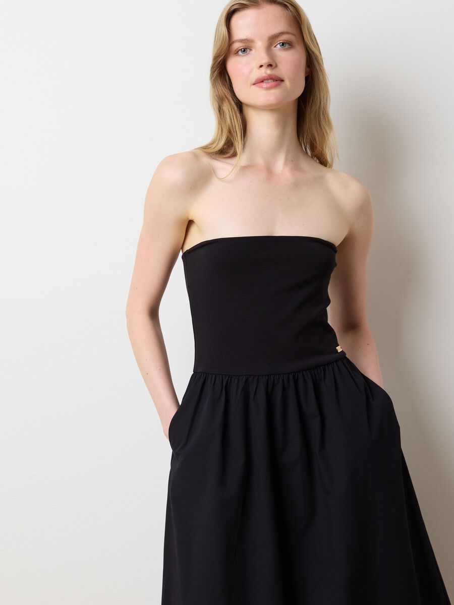 Long black dress with bandeau top_0