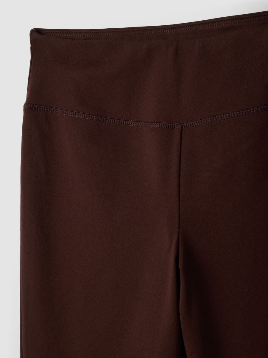 Leggings marroni flare in tessuto elasticizzato_7