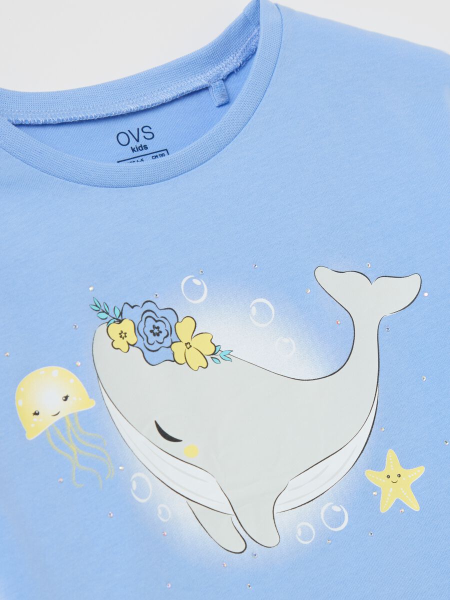 Light blue cotton T-shirt with print_2