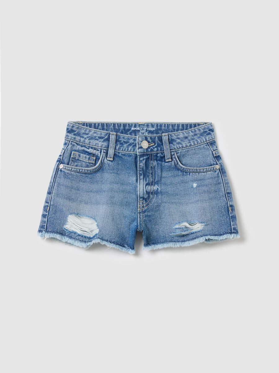 Ripped denim shorts for girls_0