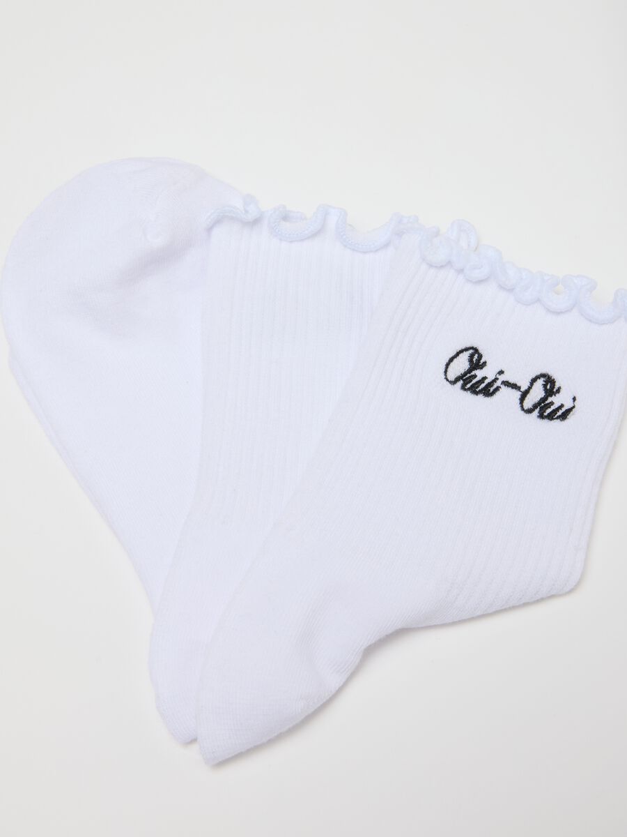 White Cotton Blend Embroidered Socks_2