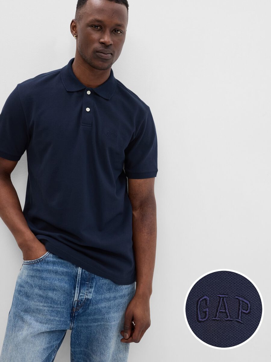 Pique polo shirt with embroidered logo_0