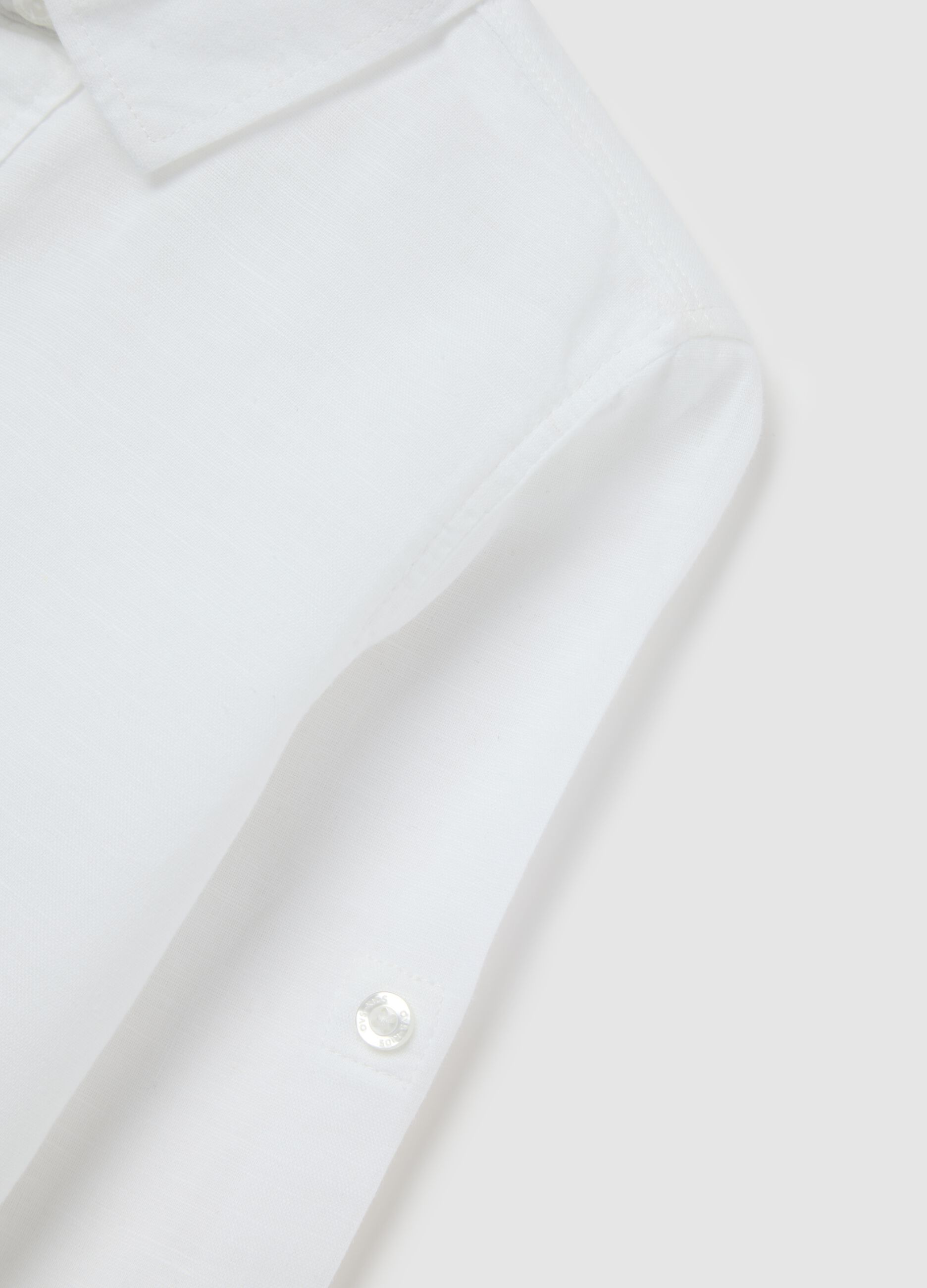 Camicia da bambino in lino e cotone bianca regular fit