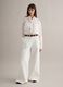 White Stretch Denim Wide Leg Trousers_0
