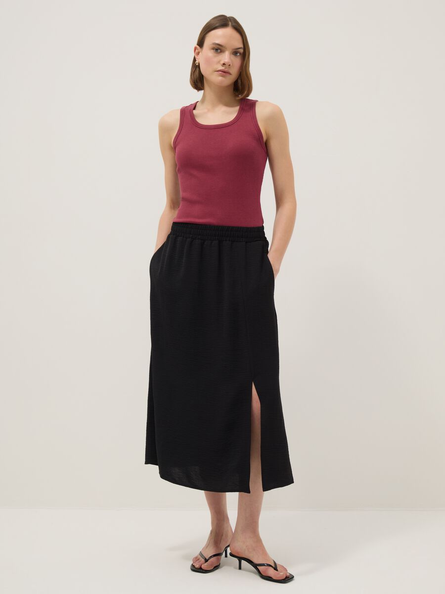 Red stretch cotton vest top, regular fit_1