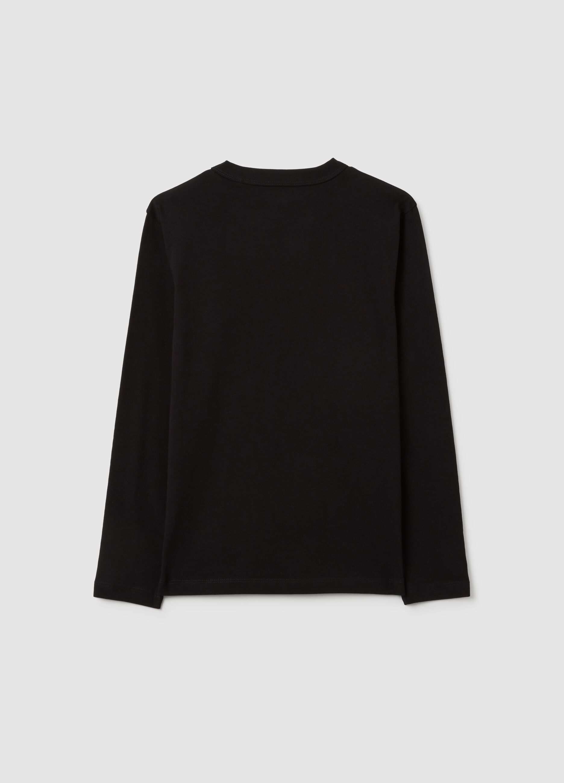 Boy's regular fit black pure cotton T-shirt
